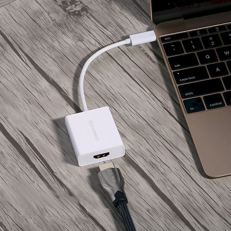 Ugreen USB Type C (urosliitäntä) - HDMI (naarasliitäntä) -sovitin valkoinen (40273) hinta ja tiedot | Puhelinkaapelit | hobbyhall.fi