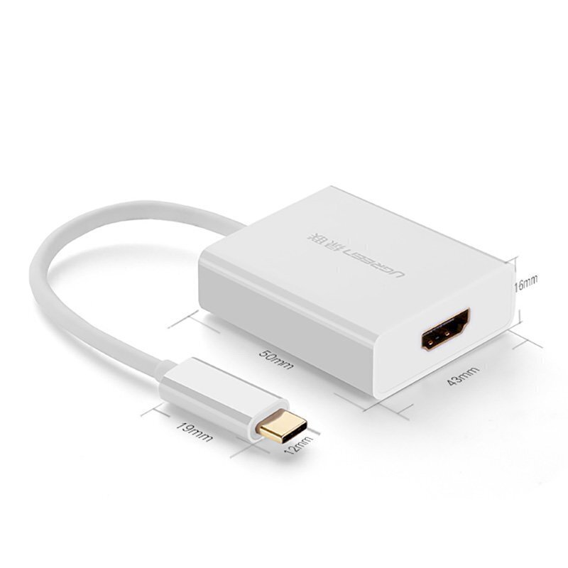 Ugreen USB Type C (urosliitäntä) - HDMI (naarasliitäntä) -sovitin valkoinen (40273) hinta ja tiedot | Puhelinkaapelit | hobbyhall.fi