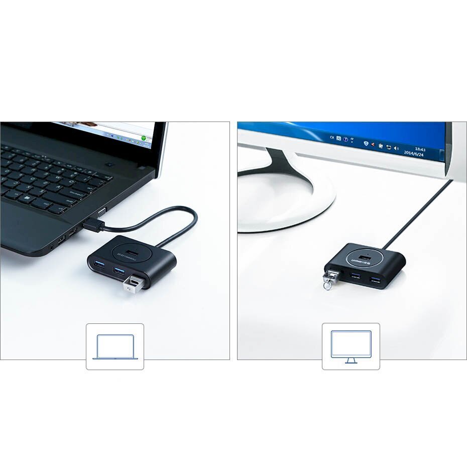 Monitoiminen USB HUB jakaja, 1m, valkoinen hinta ja tiedot | Puhelinkaapelit | hobbyhall.fi