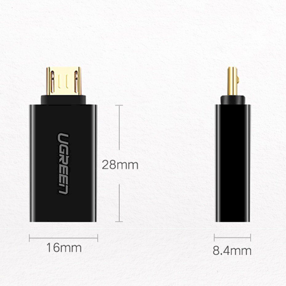 Ugreen Micro-USB–USB 2.0 OTG -sovitin, valkoinen (US195) hinta ja tiedot | Puhelinkaapelit | hobbyhall.fi