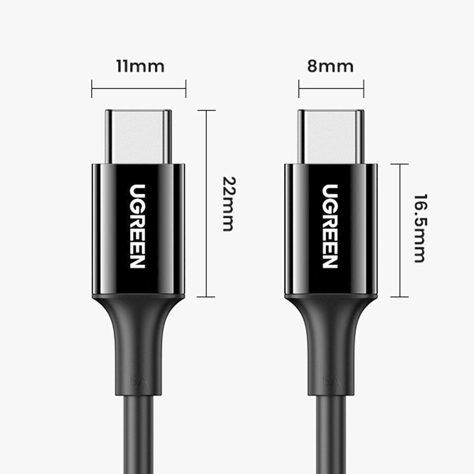 Ugreen USB-C (uros) - USB-C (uros) Kaapeli, 1 m, musta (US300) hinta ja tiedot | Puhelinkaapelit | hobbyhall.fi