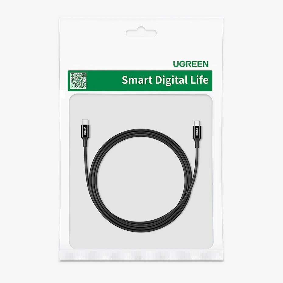 Ugreen USB-C (uros) - USB-C (uros) Kaapeli, 1 m, musta (US300) hinta ja tiedot | Puhelinkaapelit | hobbyhall.fi