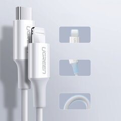 Ugreen MFi-sertifioitu USB-C-Lightning-kaapeli, 3 A, 1,5 m, valkoinen (US171) hinta ja tiedot | Puhelinkaapelit | hobbyhall.fi