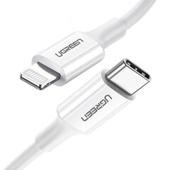 Ugreen USB C–Lightning Kaapeli, 3 A ,0,25 m, valkoinen (US171) hinta ja tiedot | Puhelinkaapelit | hobbyhall.fi