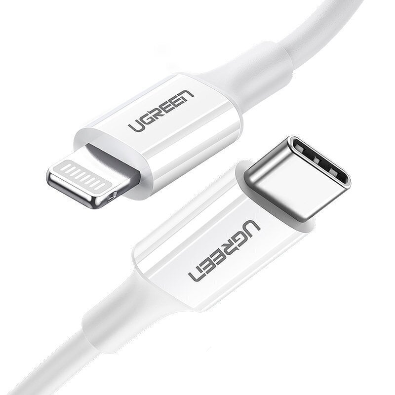 Ugreen MFi-sertifioitu USB-C-Lightning-kaapeli, 3 A, 0,5 m, valkoinen (US171) hinta ja tiedot | Puhelinkaapelit | hobbyhall.fi