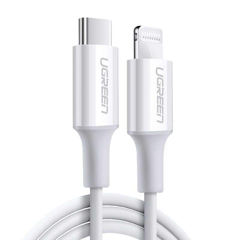 Ugreen MFi-sertifioitu USB-C-Lightning-kaapeli, 3 A, 0,5 m, valkoinen (US171) hinta ja tiedot | Puhelinkaapelit | hobbyhall.fi