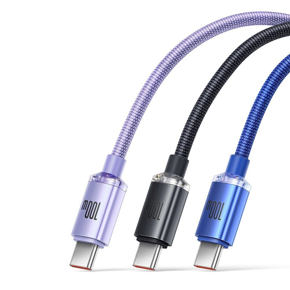 Baseus crystal shine -sarjan nopea latauskaapeli USB Type A – USB Type C100W 1,2m violetti (CAJY000405) hinta ja tiedot | Puhelinkaapelit | hobbyhall.fi