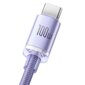 Baseus kristalli kiilto sarja nopea lataus datakaapeli USB tyyppi A USB Type C 100W 2m violetti (CAJY000505) hinta ja tiedot | Puhelinkaapelit | hobbyhall.fi