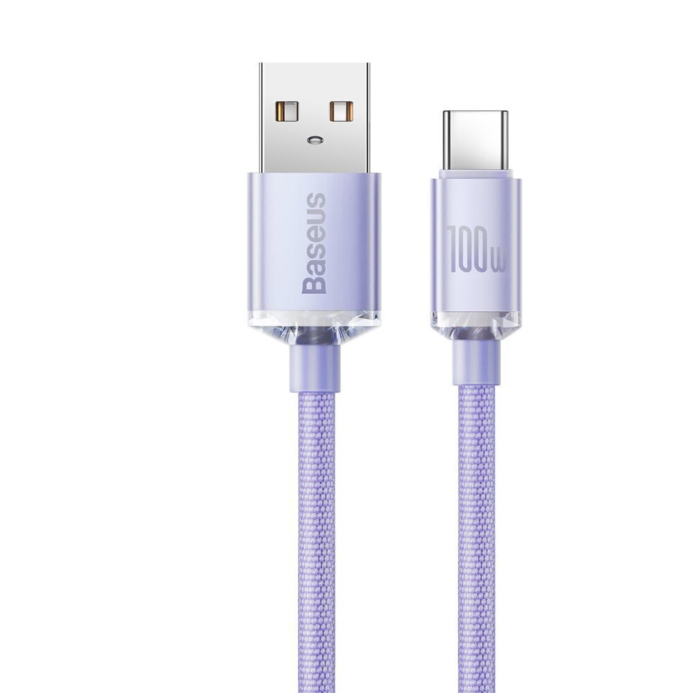 Baseus kristalli kiilto sarja nopea lataus datakaapeli USB tyyppi A USB Type C 100W 2m violetti (CAJY000505) hinta ja tiedot | Puhelinkaapelit | hobbyhall.fi