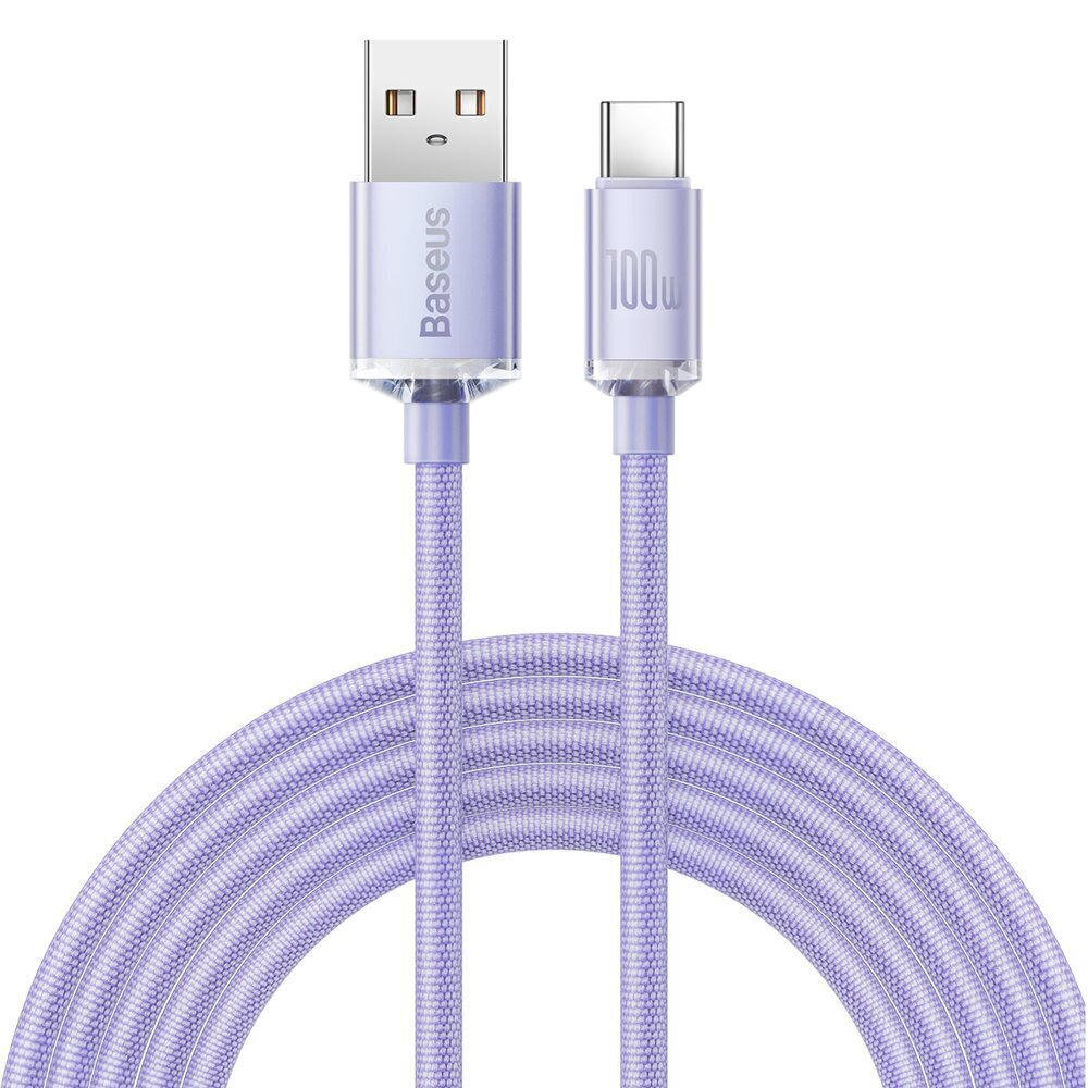 Baseus kristalli kiilto sarja nopea lataus datakaapeli USB tyyppi A USB Type C 100W 2m violetti (CAJY000505) hinta ja tiedot | Puhelinkaapelit | hobbyhall.fi