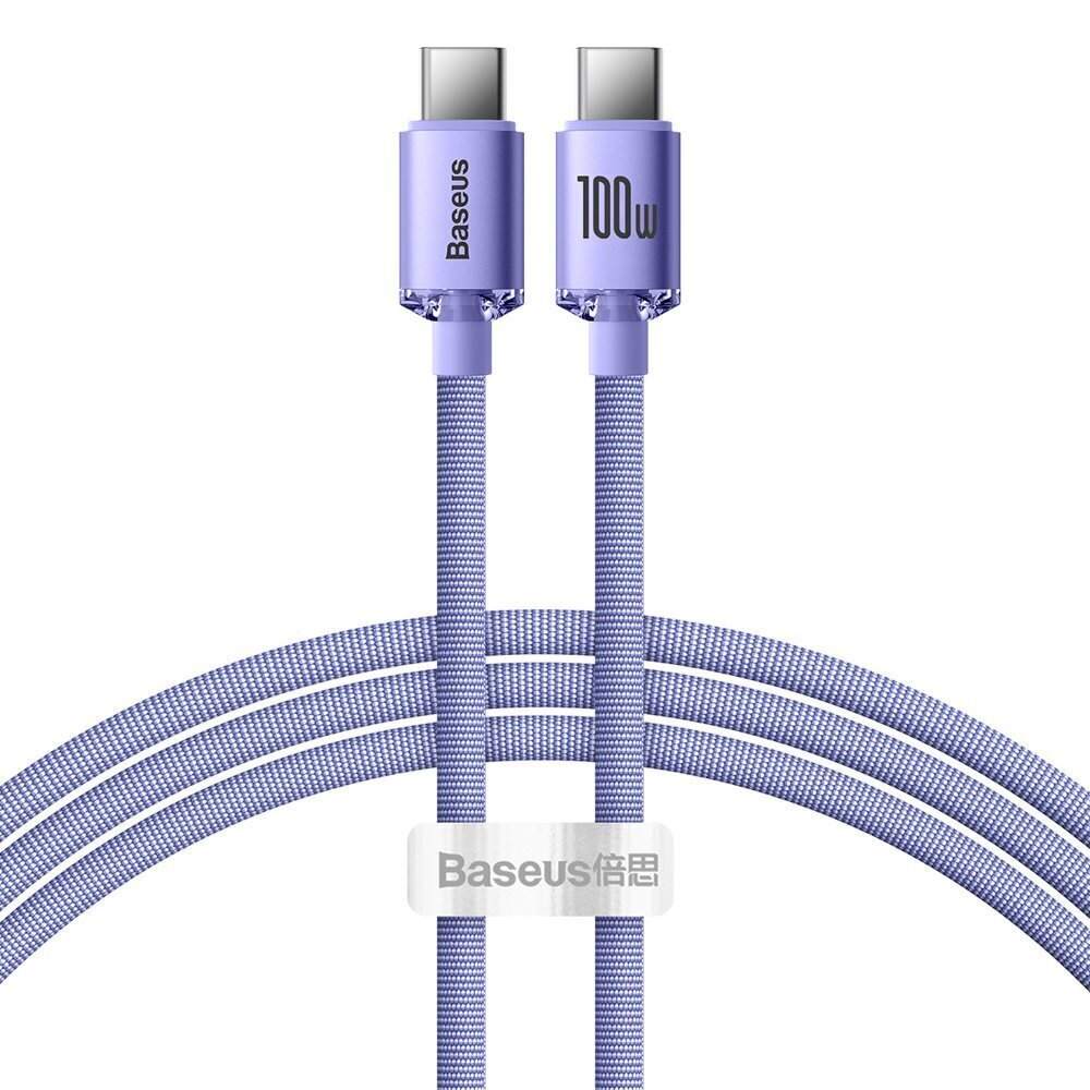 Baseus Crystal Shine -sarjan kaapeli USB-kaapeli nopeaan lataukseen ja tiedonsiirtoon USB Type C - USB Type C 100W 1,2m violetti (CAJY000605) hinta ja tiedot | Puhelinkaapelit | hobbyhall.fi