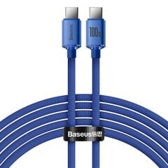 Baseus Crystal Shine -sarjan kaapeli USB-kaapeli nopeaan lataukseen ja tiedonsiirtoon USB Type C - USB Type C 100W 2m sininen (CAJY000703) hinta ja tiedot | Puhelinkaapelit | hobbyhall.fi