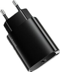 Usams-sovitin 1xUSB-C T39 20W PD3.0, musta hinta ja tiedot | Puhelimen laturit | hobbyhall.fi