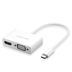 Ugreen videoadapteri USB Type C - HDMI / VGA valkoinen (MM123) hinta ja tiedot | Adapterit | hobbyhall.fi