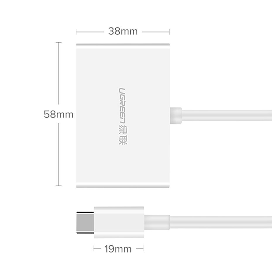 Ugreen videoadapteri USB Type C - HDMI / VGA valkoinen (MM123) hinta ja tiedot | Adapterit | hobbyhall.fi