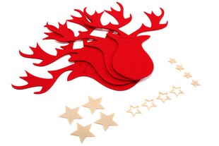 Jouluaiheinen ruokailuvälinesarja "Deer", 4 kpl, punainen hinta ja tiedot | Joulukoristeet | hobbyhall.fi