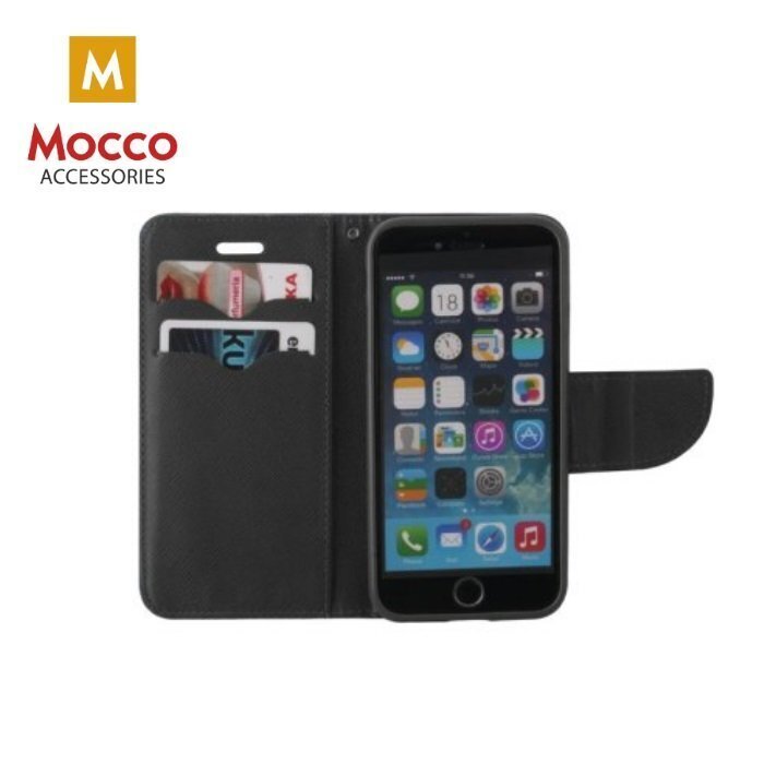 Mocco Fancy Book Case For Apple iPhone XS / X Black hinta ja tiedot | Puhelimen kuoret ja kotelot | hobbyhall.fi