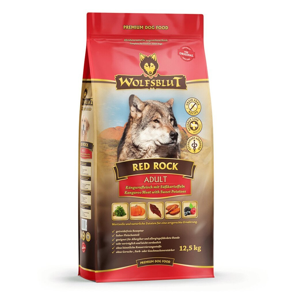 Wolfsblut Red Rock Adult aikuisille koirille kengurunlihalla ja kurpitsalla, 12,5 kg hinta ja tiedot | Koiran kuivaruoka | hobbyhall.fi