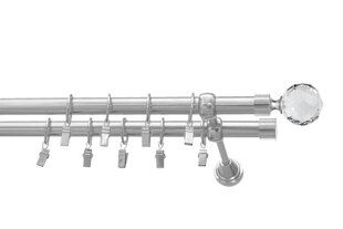 Kaksirivinen verhotanko metallista 19 mm + 19 mm OLIMP, 150 cm, ruostumaton teräs. hinta ja tiedot | Verhotangot | hobbyhall.fi