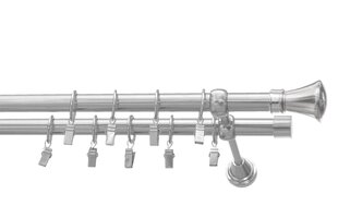 Kaksinkertainen karniisi 19 mm + 19 mm SPECJAL, 150 cm, hopea hinta ja tiedot | Verhotangot | hobbyhall.fi