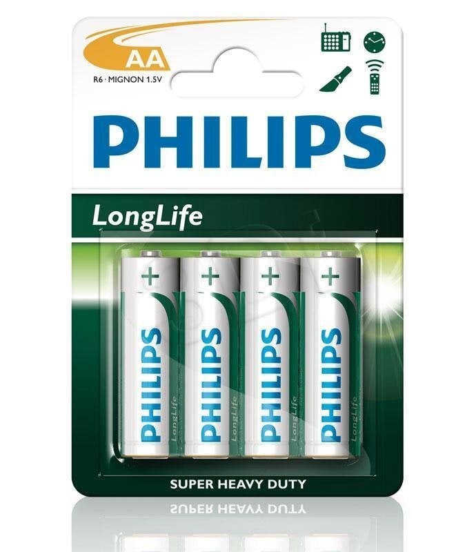 Paristot PHILIPS LongLife AA / R6 B4. hinta ja tiedot | Paristot | hobbyhall.fi