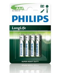 Philips LongLife AAA / R03 B4 -paristot. hinta ja tiedot | Paristot | hobbyhall.fi