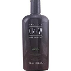 Shampoo, hoitoaine ja suihkugeeli teepuu-uutteella American Crew 3-in-1 Tea Tree 450 ml hinta ja tiedot | American Crew Hajuvedet ja kosmetiikka | hobbyhall.fi