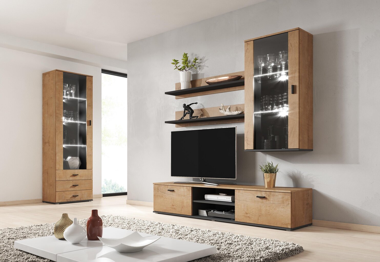 Vitriini Cama Meble Soho S1, ruskea/musta hinta ja tiedot | Vitriinit | hobbyhall.fi