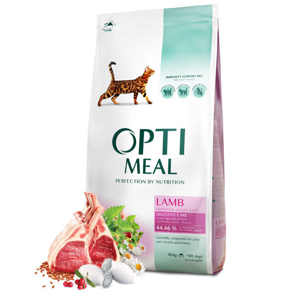 OPTIMEAL™. Täysi kuivaruoka aikuisille herkän ruoansulatuksen omaaville kissoille, lammasta, 10 kg hinta ja tiedot | Kissan kuivaruoka | hobbyhall.fi