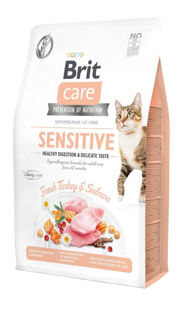 Brit Care Cat Grain-Free Sensitive Healthy Digestion täysravinto kissoille 7kg hinta ja tiedot | Kissan kuivaruoka | hobbyhall.fi