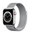 Apple Watch Series 6 (GPS + Cellular LT, 40mm) hopea ruostumaton teräskuori hopeisella Milanese-silmukalla