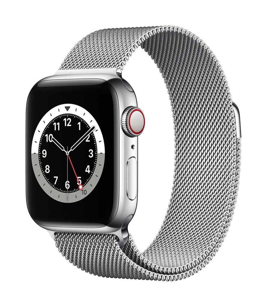 Apple Watch Series 6 (GPS + Cellular LT, 40mm) hopea ruostumaton teräskuori hopeisella Milanese-silmukalla hinta ja tiedot | Älykellot | hobbyhall.fi