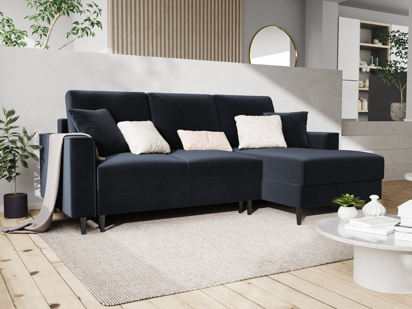 Kolmen istuttava sohva Mazzini Sofas Cartadera, tummansininen/musta hinta ja tiedot | Kulmasohvat ja divaanisohvat | hobbyhall.fi