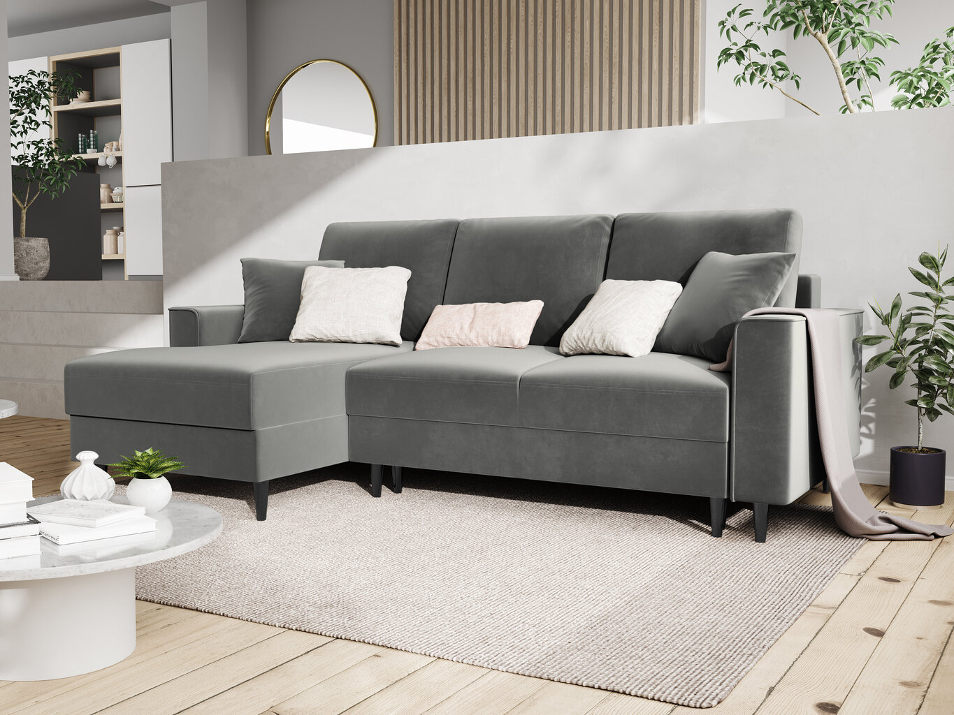 Pehmeä kulmasohva Mazzini Sofas Cartadera, harmaa/musta hinta ja tiedot | Kulmasohvat ja divaanisohvat | hobbyhall.fi