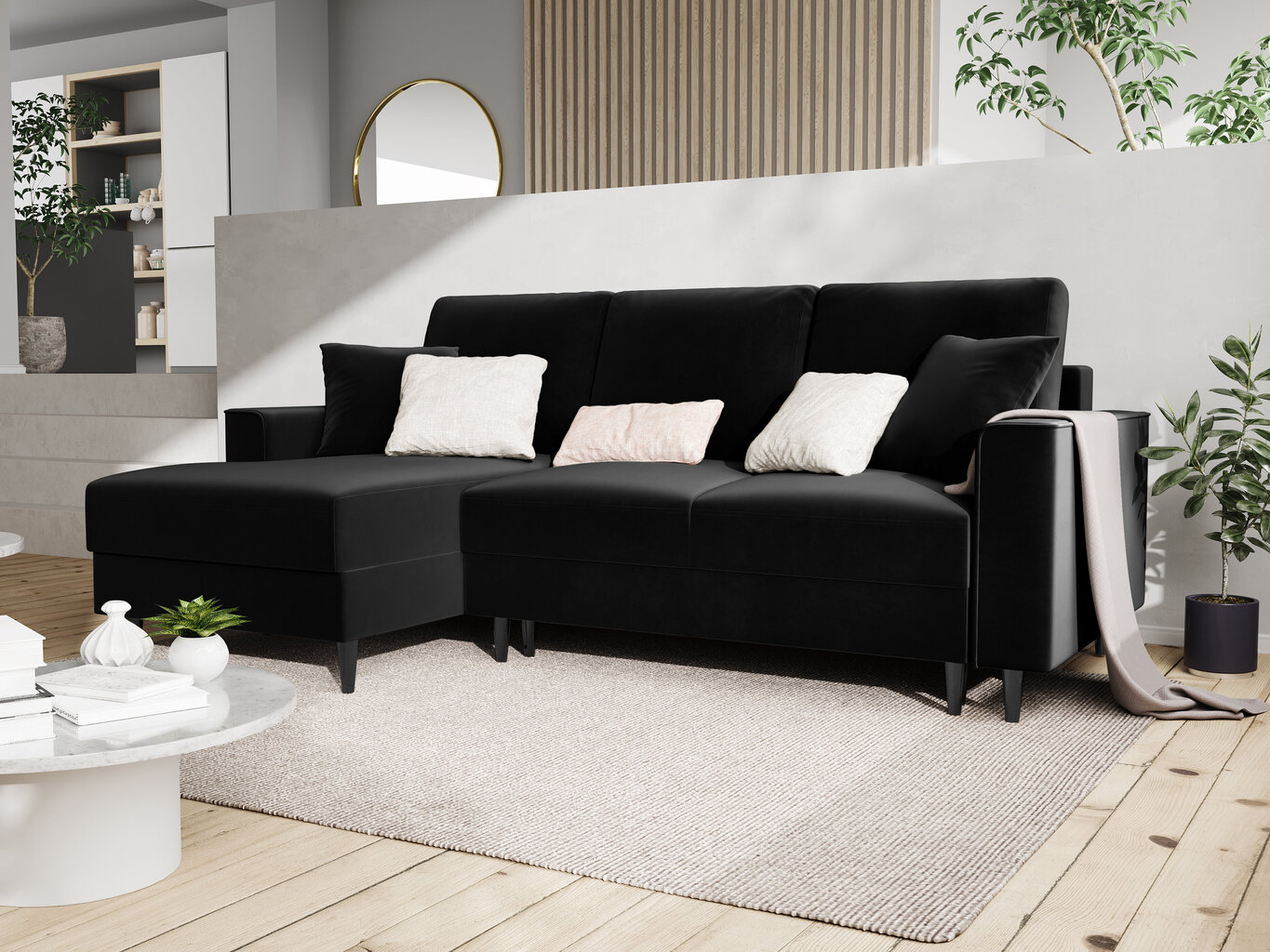 Pehmeä kulmasohva Mazzini Sofas Cartadera, musta/musta hinta ja tiedot | Kulmasohvat ja divaanisohvat | hobbyhall.fi