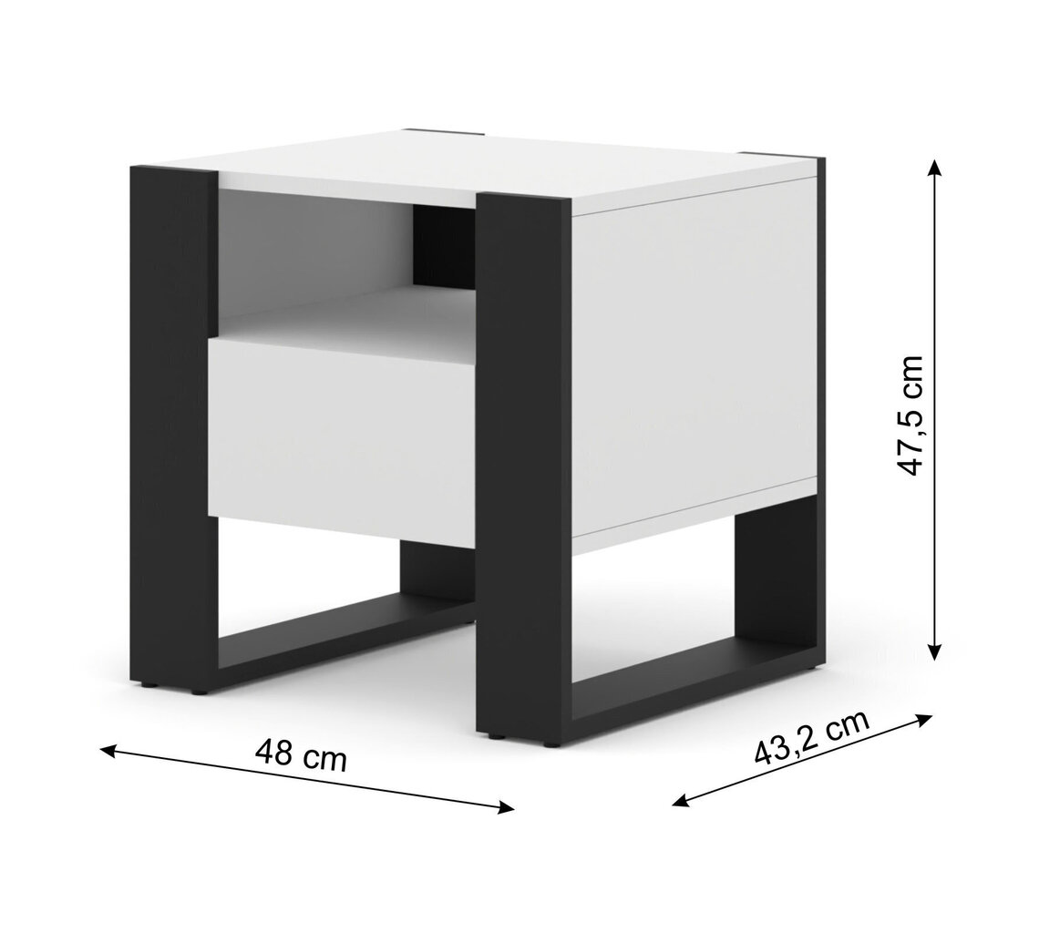 Mondi -yöpöytä, valkoinen/musta hinta ja tiedot | Yöpöydät | hobbyhall.fi