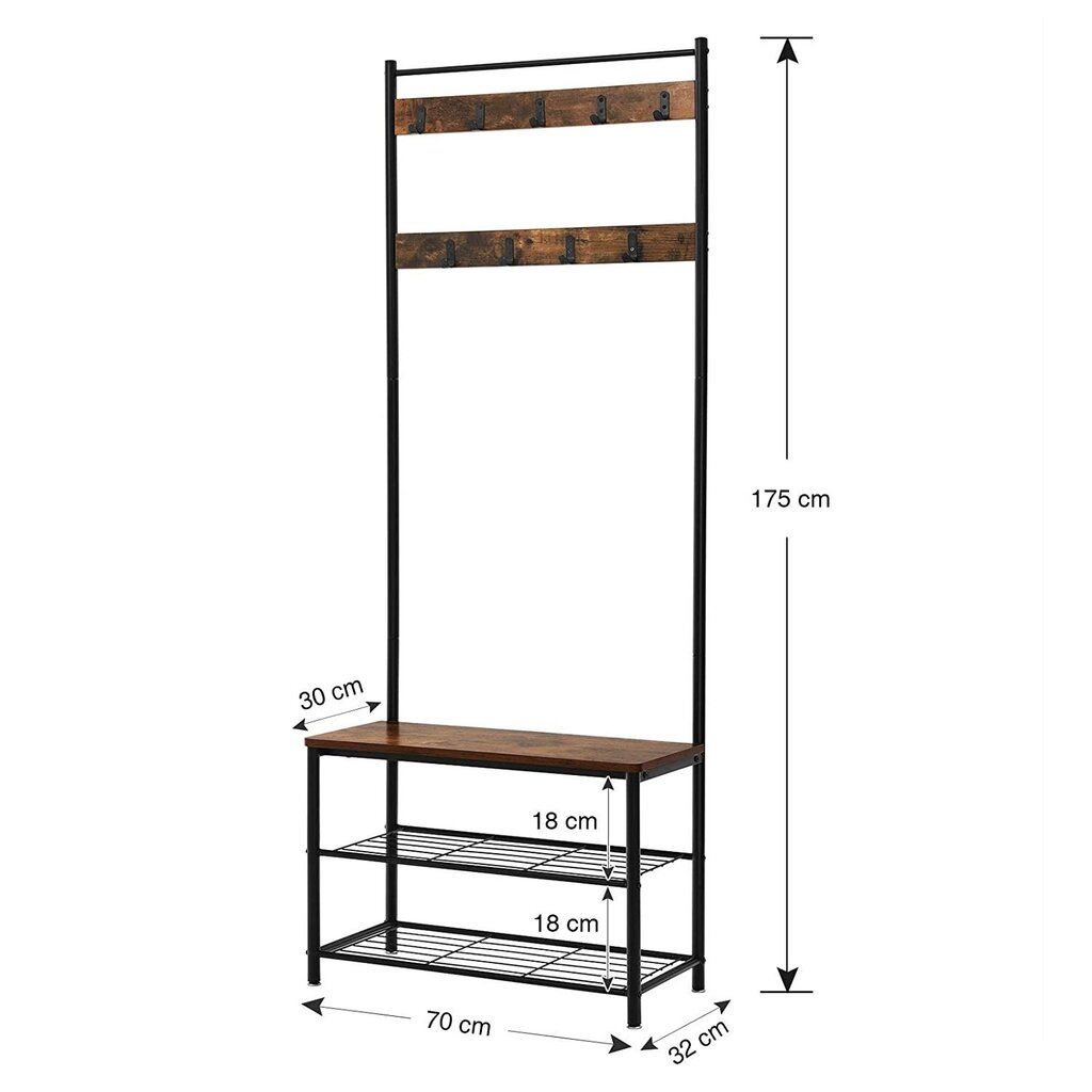 Naulakko HSR41BX, ruskea/musta. hinta ja tiedot | Naulakot | hobbyhall.fi