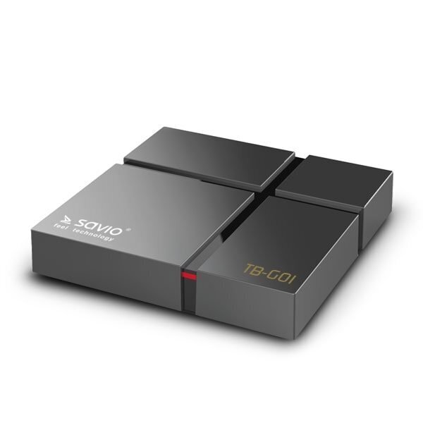 SAVIO Smart TV Box Gold TB-G01, 2/16 Gt Android 9.0 Pie, HDMI v 2.1, 4K, Dual WiFi, USB 3.0 hinta ja tiedot | Mediasoittimet ja -tarvikkeet | hobbyhall.fi