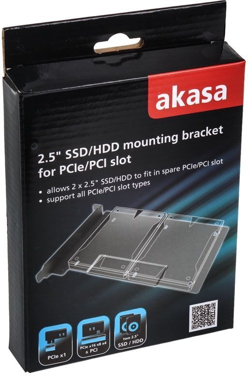 Akasa 2,5" SSD/HDD-kiinnitysteline PCIe/PCI-paikkaan (AK-HDA-10BK) hinta ja tiedot | Komponenttien lisätarvikkeet | hobbyhall.fi