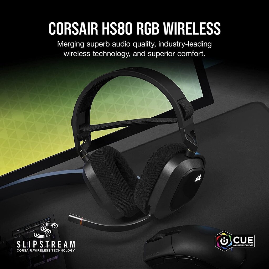 Corsair HS80 RGB Wireless Black hinta ja tiedot | Kuulokkeet | hobbyhall.fi