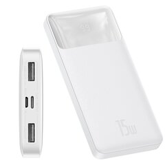 Power Bank Baseus 10000mAh Bipow - 2 x USB +Type-C - 15 W, valkoinen. hinta ja tiedot | Varavirtalähteet | hobbyhall.fi