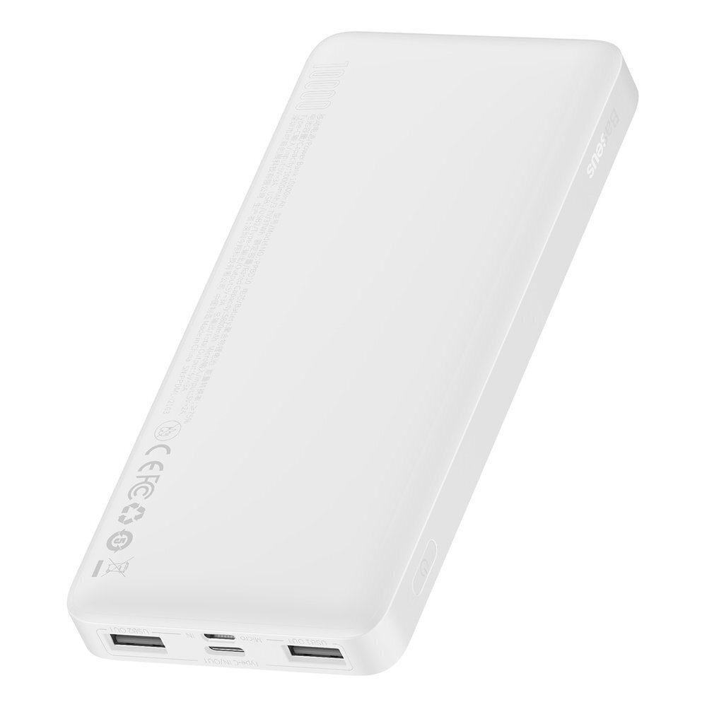 Power Bank Baseus 10000mAh Bipow - 2 x USB +Type-C - 15 W, valkoinen. hinta ja tiedot | Varavirtalähteet | hobbyhall.fi