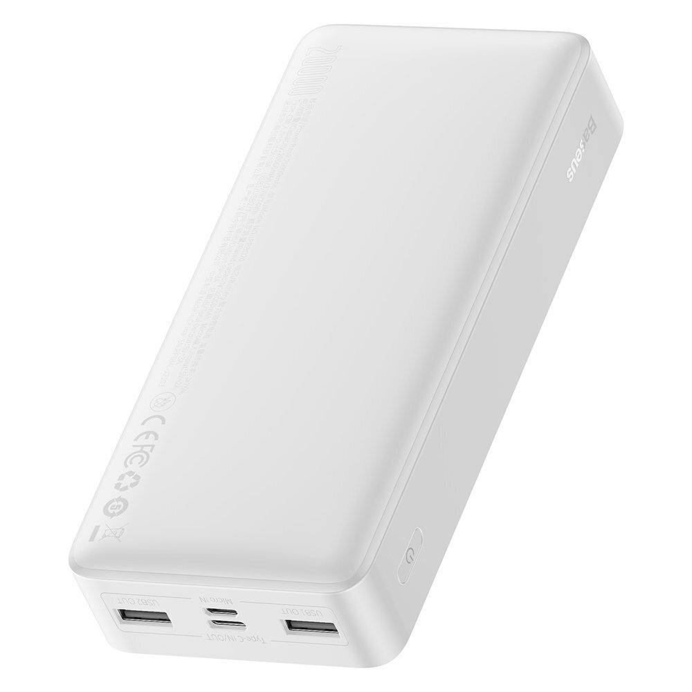 Power Bank Baseus 20000mAh Bipow 2xUSB + tyyppi C PD 3.0 QC 3.0 15W, valkoinen hinta ja tiedot | Varavirtalähteet | hobbyhall.fi