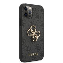 Puhelinkotelo Guess PU 4G Metal Logo sopii iPhone 12 Pro Max, harmaa hinta ja tiedot | Puhelimen kuoret ja kotelot | hobbyhall.fi