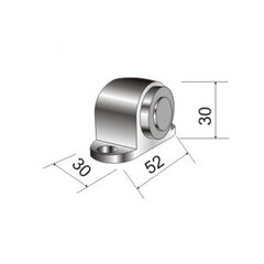 Ruuvikiinnitteinen ovituki d-30x52x30mm, hopea, Aspro. hinta ja tiedot | Oven saranat ja lisävarusteet | hobbyhall.fi