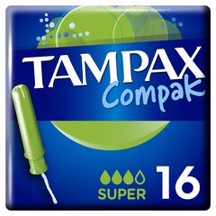 Tamponit TAMPAX Compak Super, 16 kpl hinta ja tiedot | Tampax Hajuvedet ja kosmetiikka | hobbyhall.fi
