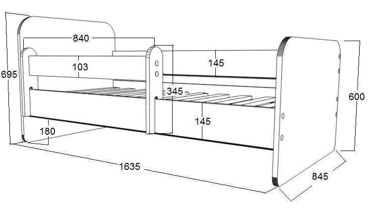 ALEX 9 -sänky patjalla (160 x 80 cm) + vuodevaatelaatikko ja irrotettava suojakaide hinta ja tiedot | Lastensängyt | hobbyhall.fi