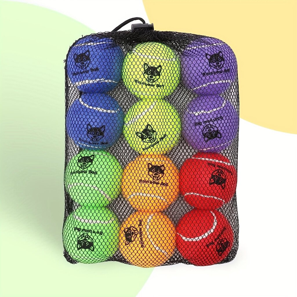 12 Pakkaus Värikkäitä Interaktiivisia Koiran Leluja, Vinkuvat Tennispallot Koireille hinta ja tiedot | Koiran lelut | hobbyhall.fi