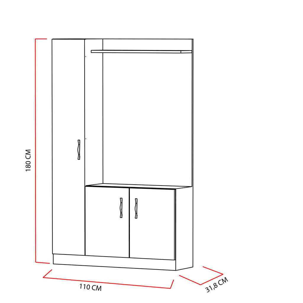 Eteiskalustesarja Kalune Design, Hall Stand, valkoinen hinta ja tiedot | Eteisen kalusteryhmät | hobbyhall.fi