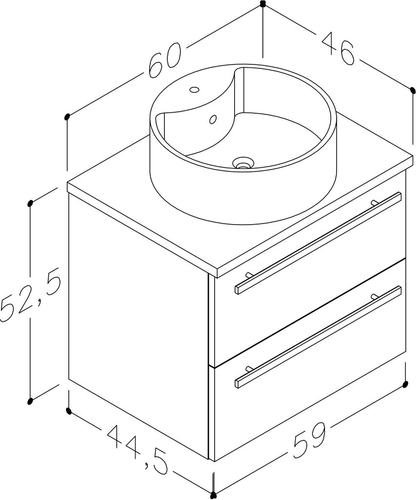 Kylpyhuonekaappi pesuallas ja pöytä 60 cm, valkoinen hinta ja tiedot | Kylpyhuonekaapit | hobbyhall.fi